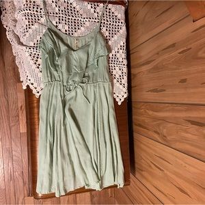 Pinstrip Green and White Free People Dress Small